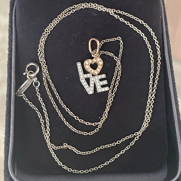 Tiffany & Co Love Necklace with White/Rose Gold and Pave Diamonds - Picture 3 of 12